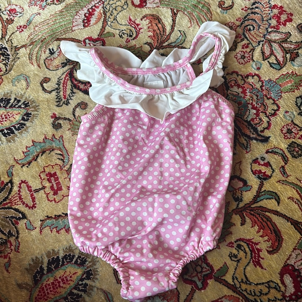 Mc2 Saint barths pink polka dot bathing suit size 3/6 mos